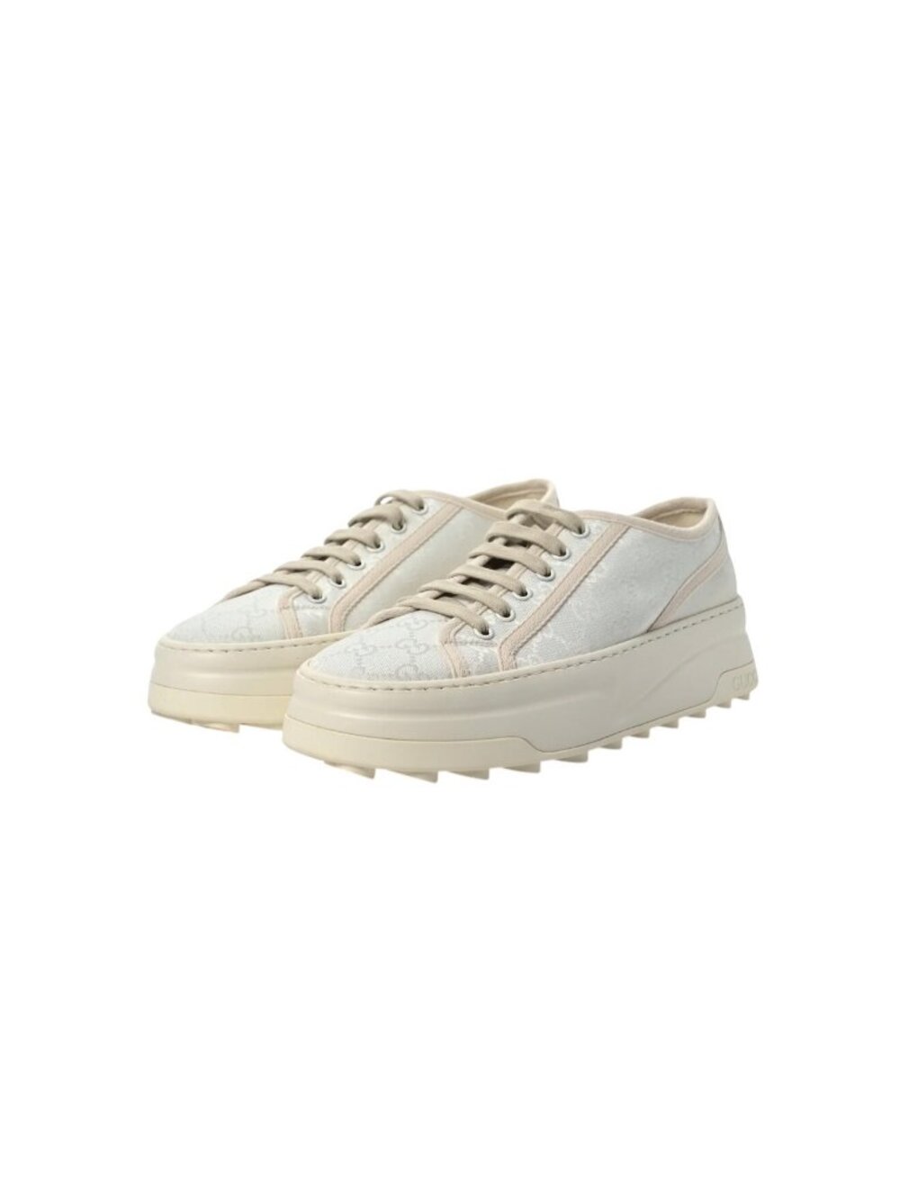 Gucci Unisex Tennis 1977 Platform Canvas Sneakers Mystic White EU41 746767